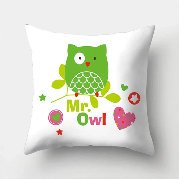 Decorative Sofa Bed Cushion Cover Owl Pattern Polyester Throw Pillow Pillowcase