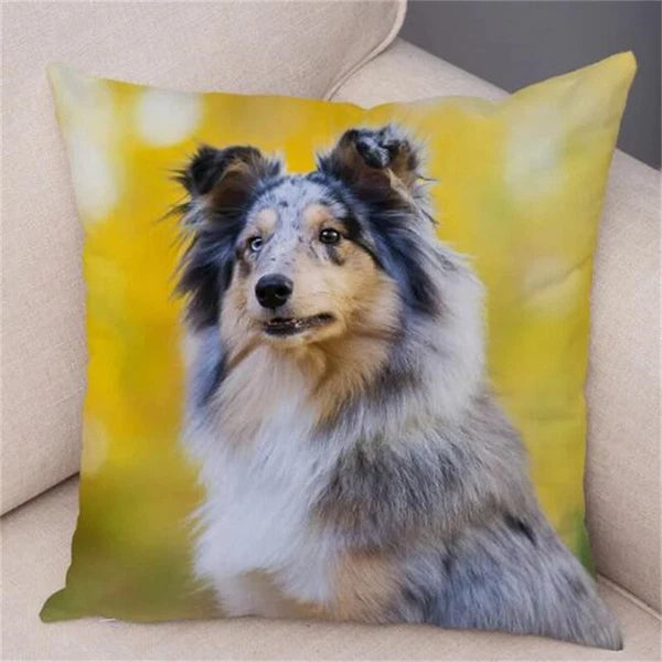 Cute Pet Animal Cushion Cover Border Collie for Sofa Decor Dog Print Pillow Case