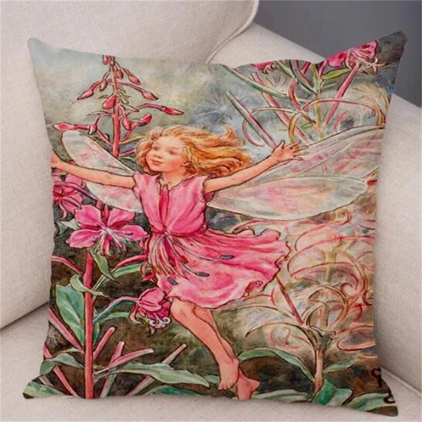 Vintage Cartoon Elves Cushion Cover Decor Pillow Case Short Plush for Sofa Home