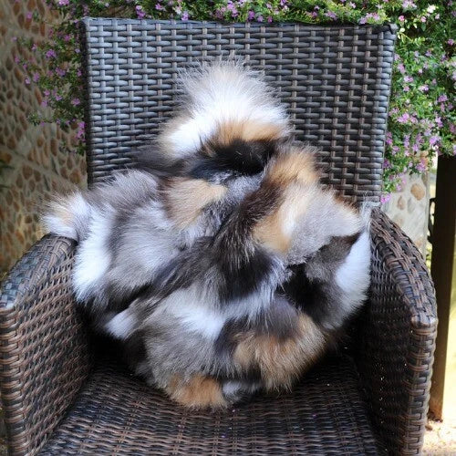 Natural Color Handmade Patchwork Real Fur Sofa Cushion Cover Pillow Case