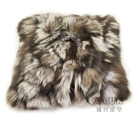 Natural Color Handmade Patchwork Real Fur Sofa Cushion Cover Pillow Case