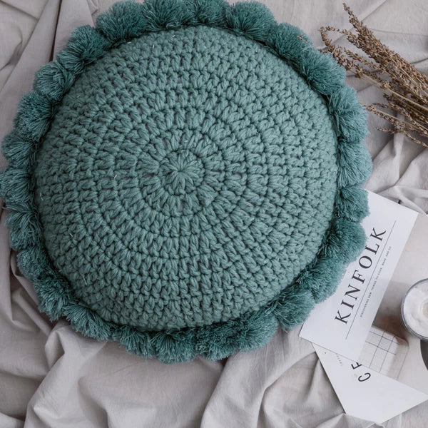 Round Seat Pad Cushion Chair Knit Waist Garden Sofa Bed Patio Floor Pillow Case