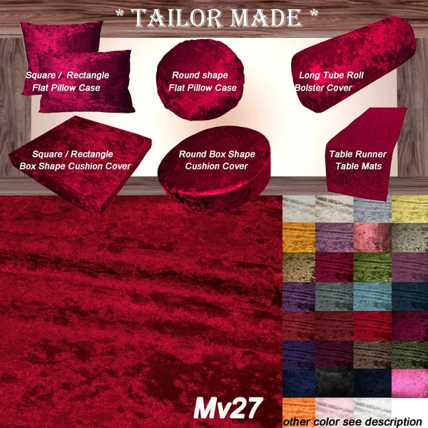 Mv27 B-Red Crushed Velvet Sofa Seat Patio Bench Box Cushion Bolster Cover/Runner