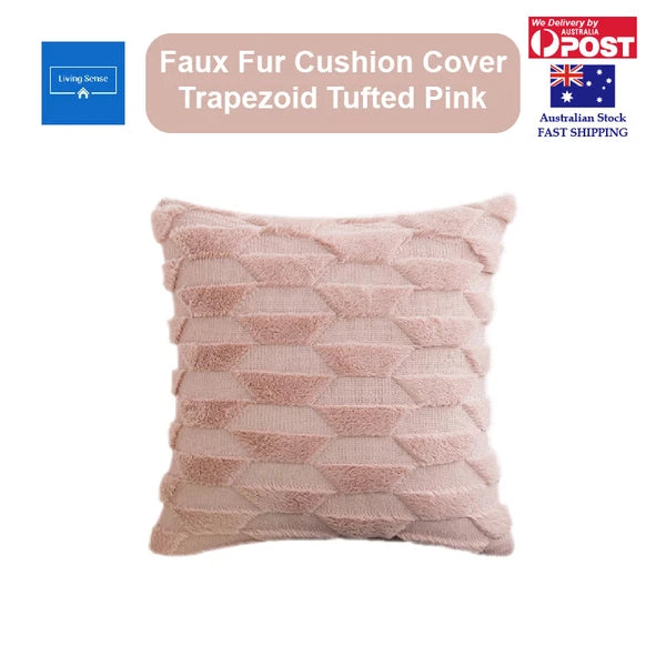 Cushion Cover Trapezoid Tufted Faux Fur Decorative Pillow Case for Sofa Bed 45cm