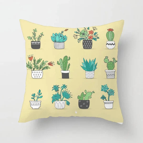 Cactus Succulent Plants Pillowcase Decor Sofa Cushion Case Bed Pillow Cover