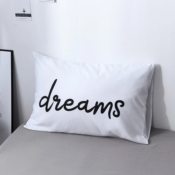 White Cushion Cover Letter Printed Pilow Case 2Pcs Pillowcase Bedroom Throw Sofa