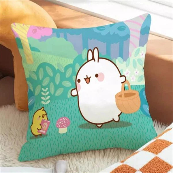 Molang for Short Plush Cushion Cover Sofa Pillowcase Fall Decor Car Anime