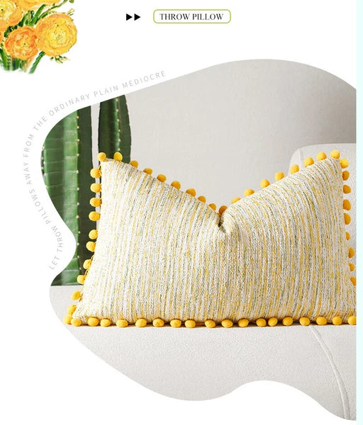 Pom-Poms Tassels Cushion Cover Pillow Case Sofa Bed Home Decor 35*50cm 45*45cm