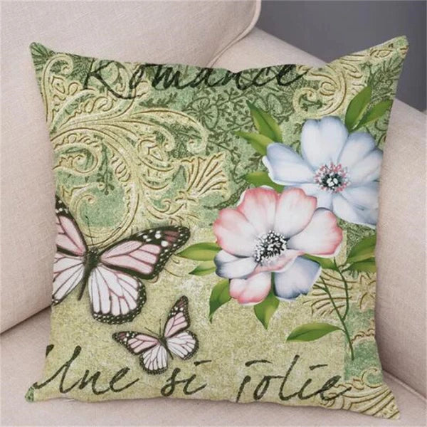 Vintage Butterfly Pillow Case Decor Old Poster Cushion Cover for Sofa Home Car