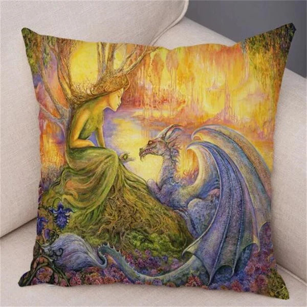 Forest Elf Cushion Cover Decor Colorful Fantasy Pillow Case for Sofa Car Room