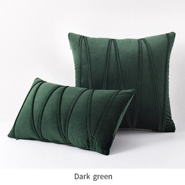 Velvet Plain Soft Cushion Cover Checks Throw Pillow Cases Sofa Home Decor