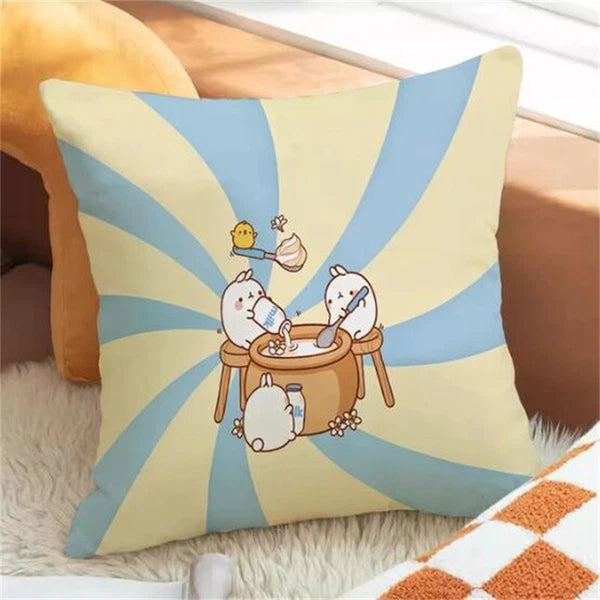 Molang Pillowcases for Cushion Cover Sofa Cushions Fall Car Decoration Anime