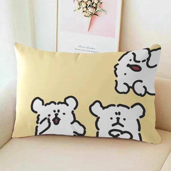 MINISO Cute Cartoon Line Puppy Print Pillowcase Sofa Cushion Cover Bed Sleeping