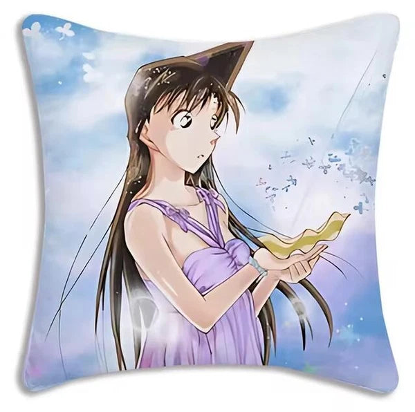 Anime Detective Pillow Covers Cartoon Sofa Decor Print Short Plush Cushion Cover