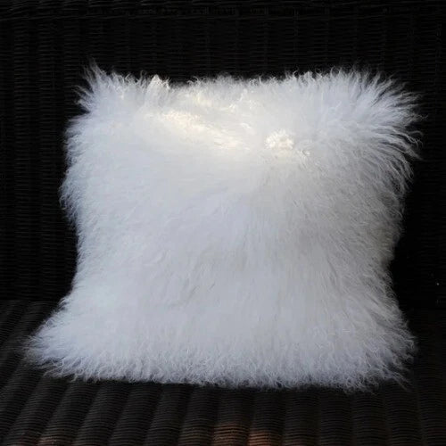 Mongolian Lamb Fur Cushion Cover, Sofa Pillow Cover Home Decoration No Stuffing