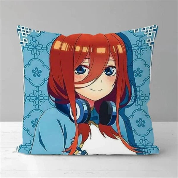 Anime Girl Pillow Covers Decor Sofa Print Quintuplets Short Plush Cushion Cover