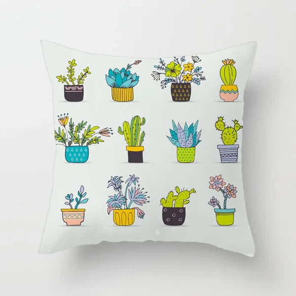 Cactus Succulent Plants Pillowcase Decor Sofa Cushion Case Bed Pillow Cover