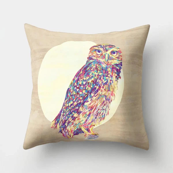 Decorative Sofa Bed Cushion Cover Owl Pattern Polyester Throw Pillow Pillowcase