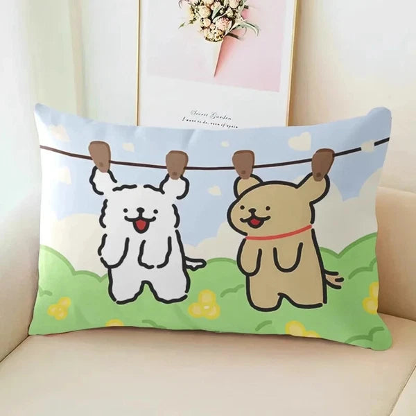 MINISO Cute Cartoon Line Puppy Print Pillowcase Sofa Cushion Cover Bed Sleeping