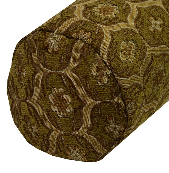 We62 -Olive Brown Eye Flora Damask Bolster Case/Pillow/Sofa Seat Cushion Cover