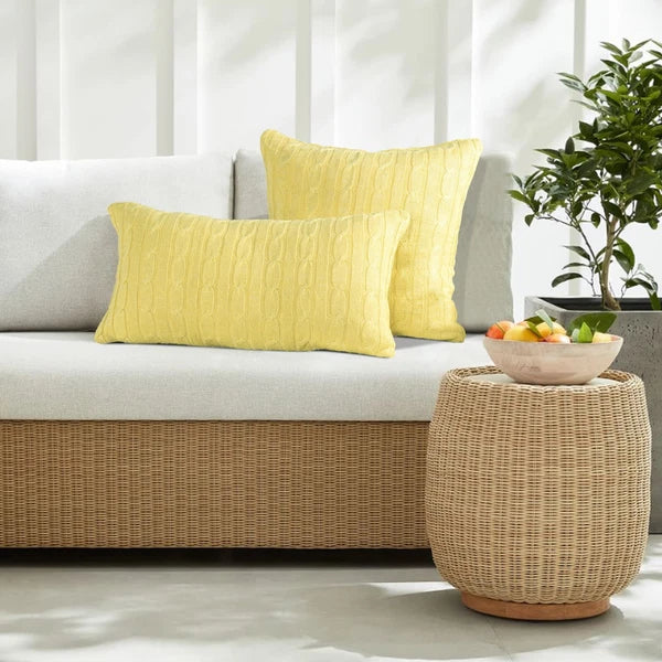 2x Cable Knit Decorative Throw Pillow Cover Square Warm Cushion Cover for Couch