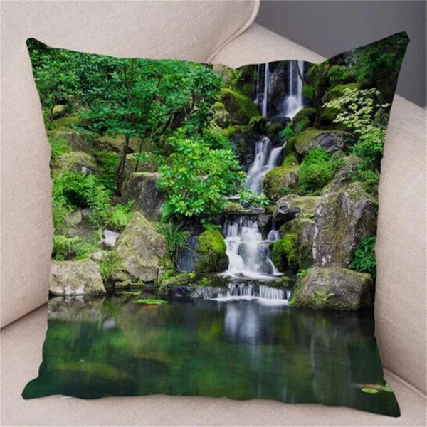 Waterfall Print Pillow Case for Home Sofa Decor Beautiful Scenery Cushion Cover