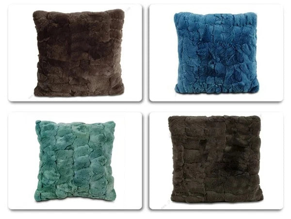 Rabbit Fur Patchwork Sofa Cushion Covers  Pillow Cover No Stuffing