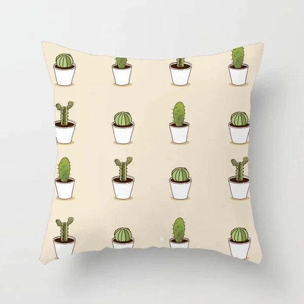 Cactus Succulent Plants Pillowcase Decor Sofa Cushion Case Bed Pillow Cover