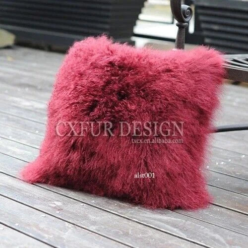 Mongolian Lamb Fur Cushion Cover, Sofa Pillow Cover Home Decoration No Stuffing