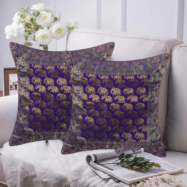 Brocade Cushion Cover 16x16 – Luxury Throw Pillow Case for Sofa Bed Decor