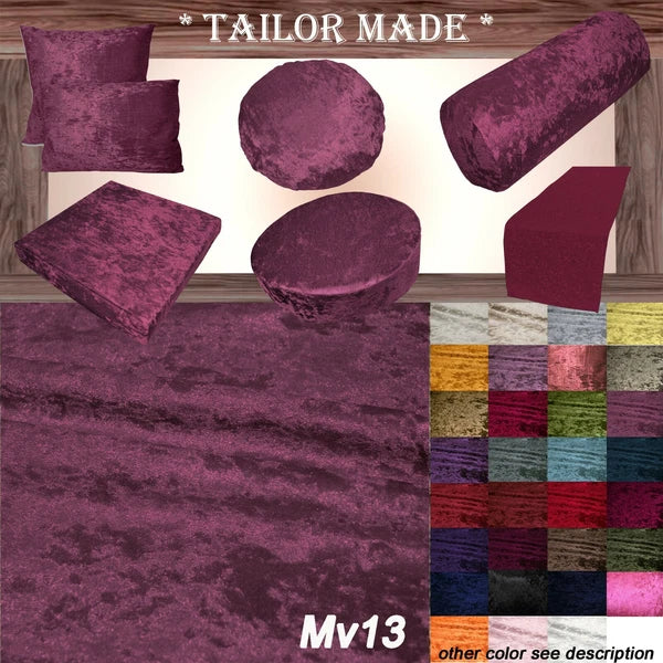 Mv13 Red-purple Crush Velvet Sofa Seat Patio Bench Cushion Bolster Cover/Runner