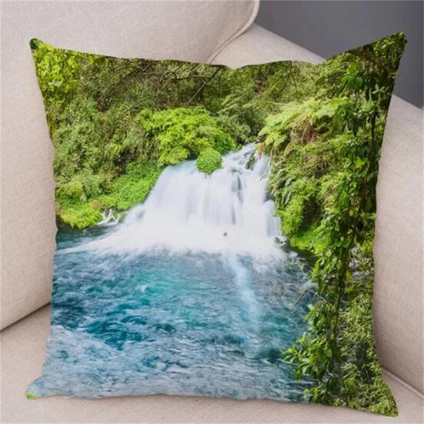 Waterfall Print Pillow Case for Home Sofa Decor Beautiful Scenery Cushion Cover