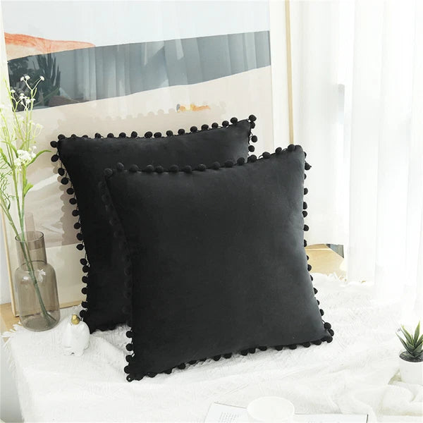 Pom Pom Velvet Cushion Covers Soft Throw Pillow Cases Sofa Car Bed Home Decor