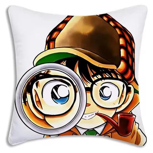 Anime Detective Pillow Covers Cartoon Sofa Decor Print Short Plush Cushion Cover