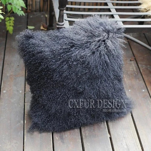 Mongolian Lamb Fur Cushion Cover, Sofa Pillow Cover Home Decoration No Stuffing