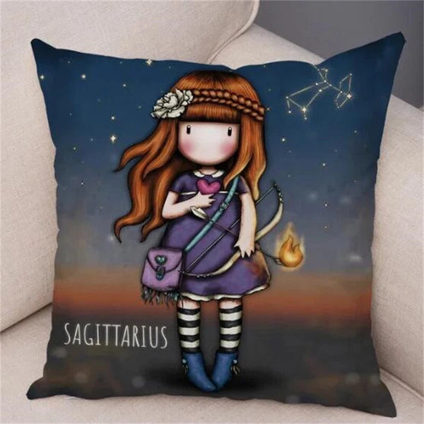 Cute Cartoon Little Girl Decor Lovely Cushion Cover for Sofa Home Pillow Case