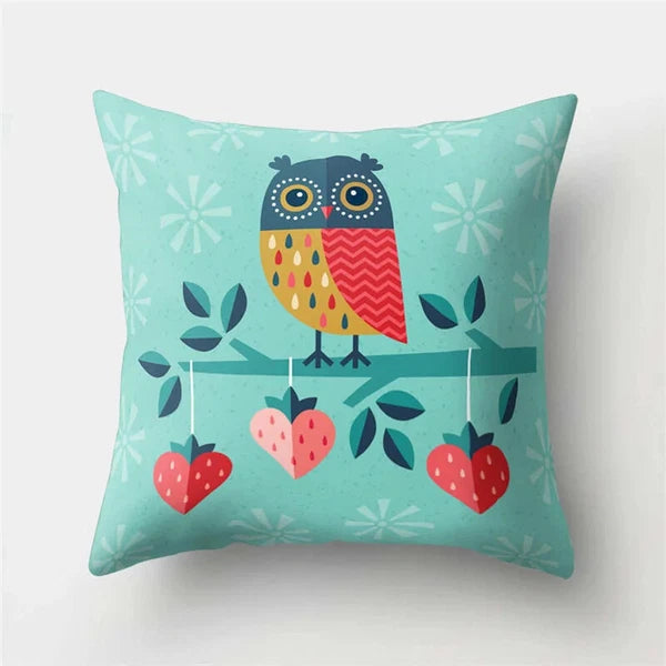 Decorative Sofa Bed Cushion Cover Owl Pattern Polyester Throw Pillow Pillowcase