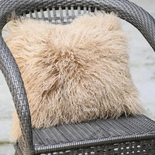 Mongolian Lamb Fur Cushion Cover, Sofa Pillow Cover Home Decoration No Stuffing