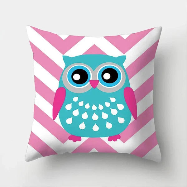 Decorative Sofa Bed Cushion Cover Owl Pattern Polyester Throw Pillow Pillowcase