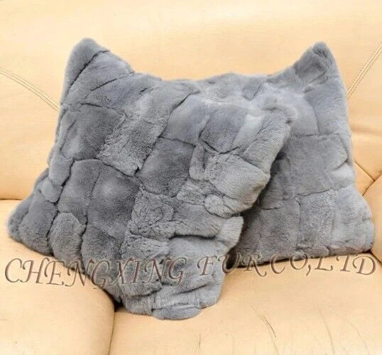 Rabbit Fur Patchwork Sofa Cushion Covers Furry Pillow Cover No Stuffing