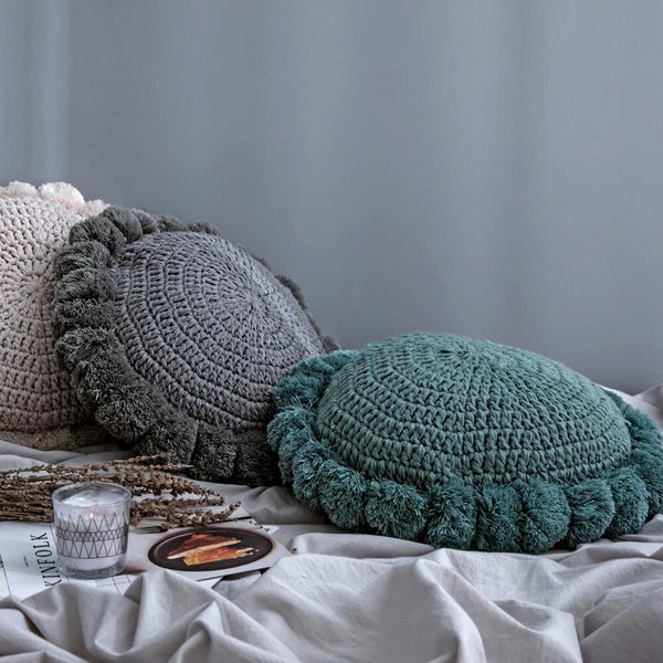 Round Knitted Waist Pillow Throw Sofa Car Office Chair Cushion Pillows Pad Decor