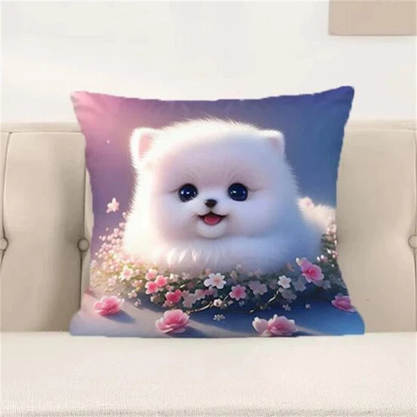 Decorative Sofa Cushions Printing Short Plush Cute Cat Pillowcases Room Decor