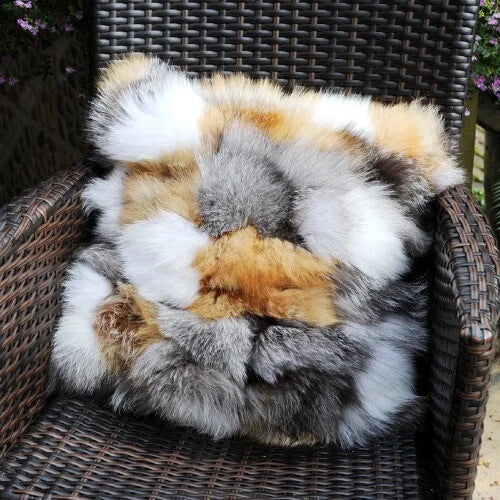 Natural Color Handmade Patchwork Real Fur Sofa Cushion Cover Pillow Case