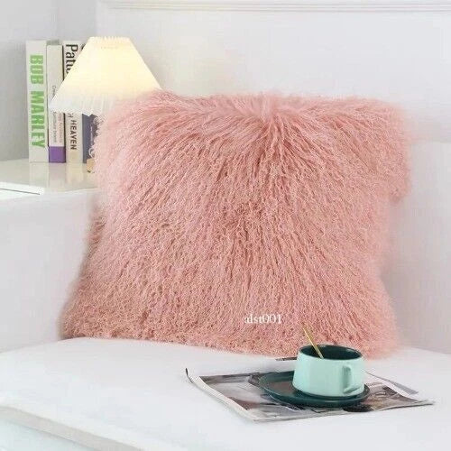 Mongolian Lamb Fur Cushion Cover, Sofa Pillow Cover Home Decoration No Stuffing
