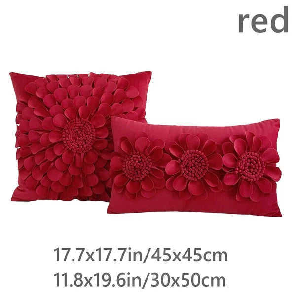 1X Velvet 3D Flower Pillowcase Cushion Pillow Cover Case Bedding Sofa Home Decor