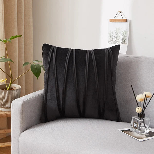 Plain Velvet Cushion Covers Stripe Pillow Case for Sofa Couch Bedroom 16 Colours