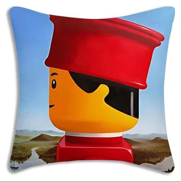 Mona Lisa Legos Pillow Covers Cartoon Sofa Decor Home Print Cute Cushion Cover