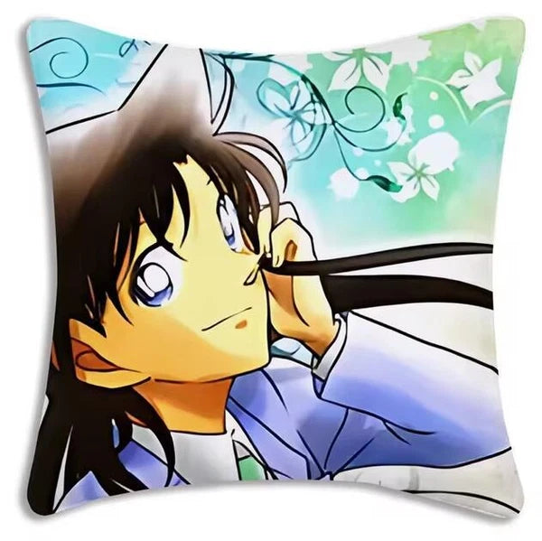 Anime Detective Pillow Covers Cartoon Sofa Decor Print Short Plush Cushion Cover