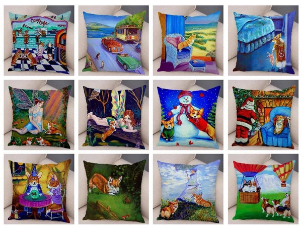 Welsh Corgi Pembroke Cushion Cover for Sofa Decor Cartoon Dog Pillow Case