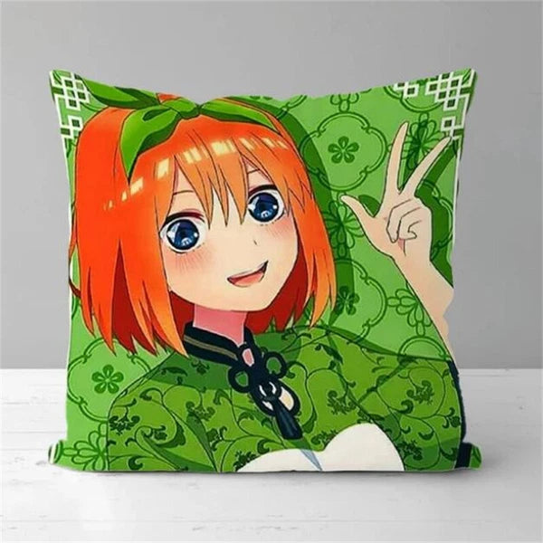 Anime Girl Pillow Covers Decor Sofa Print Quintuplets Short Plush Cushion Cover